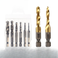 M3 M4 M5 M6 M8 M10 Tap Drill Titanium Plated Hex Shank HSS Screw Machine Compound Hand Tools Metric Thread Tap Drill Bits Set