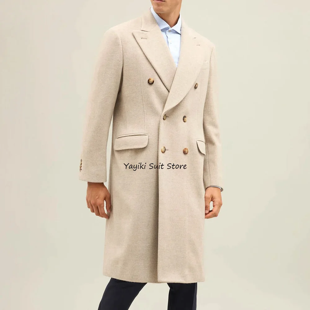 

Men's Social Coat Wool Fabric Fashion Suit Jackets Autumn/winter Double-breasted Jackets for Man Peak Lapel Long Casual Style