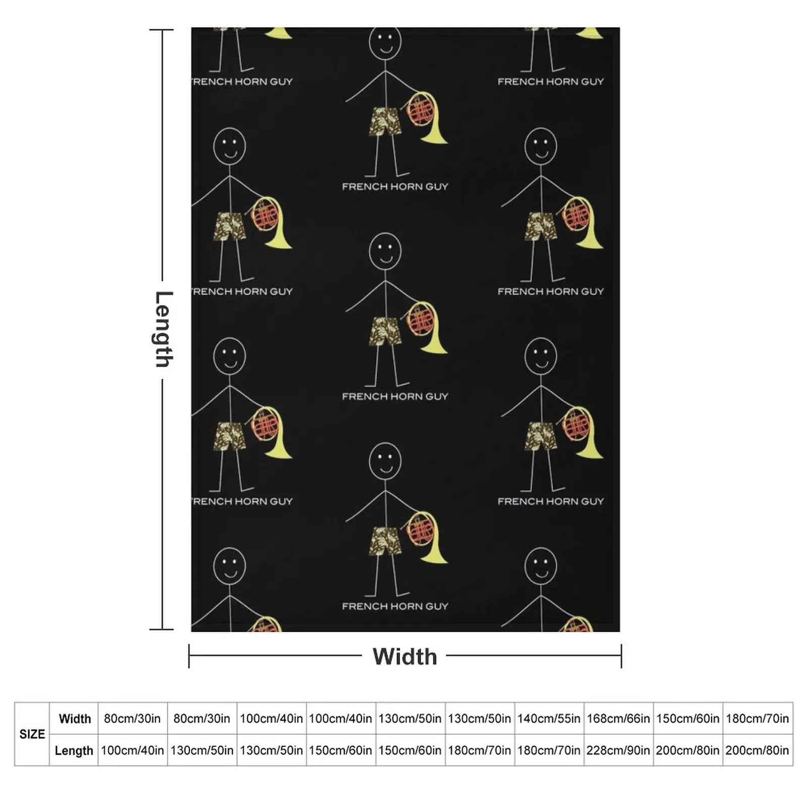Funny Mens French Horn Guy Throw Blanket Travel Bed linens decorative Picnic Blankets