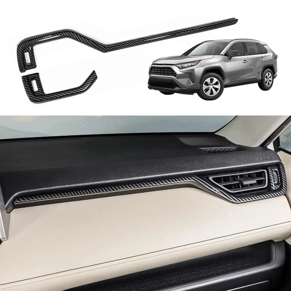 Dashboard Side Air Vent Outlet Trim Strip Cover for Toyota RAV4 2019 2020 2021 2022 Interior Accessories Carbon Fiber