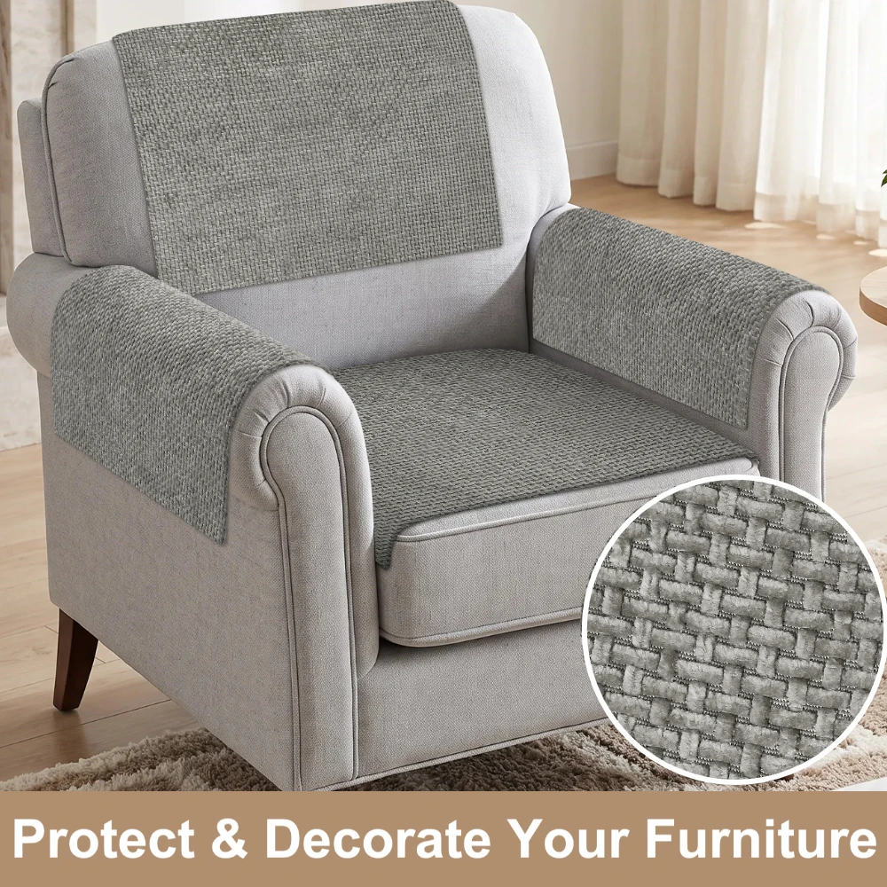 Armrest Cover Set of 2  Non-Slip Sofa Arm Covers Washable Recliner Handrest Protector for Home Loveseat Sectional  L Shape Chair