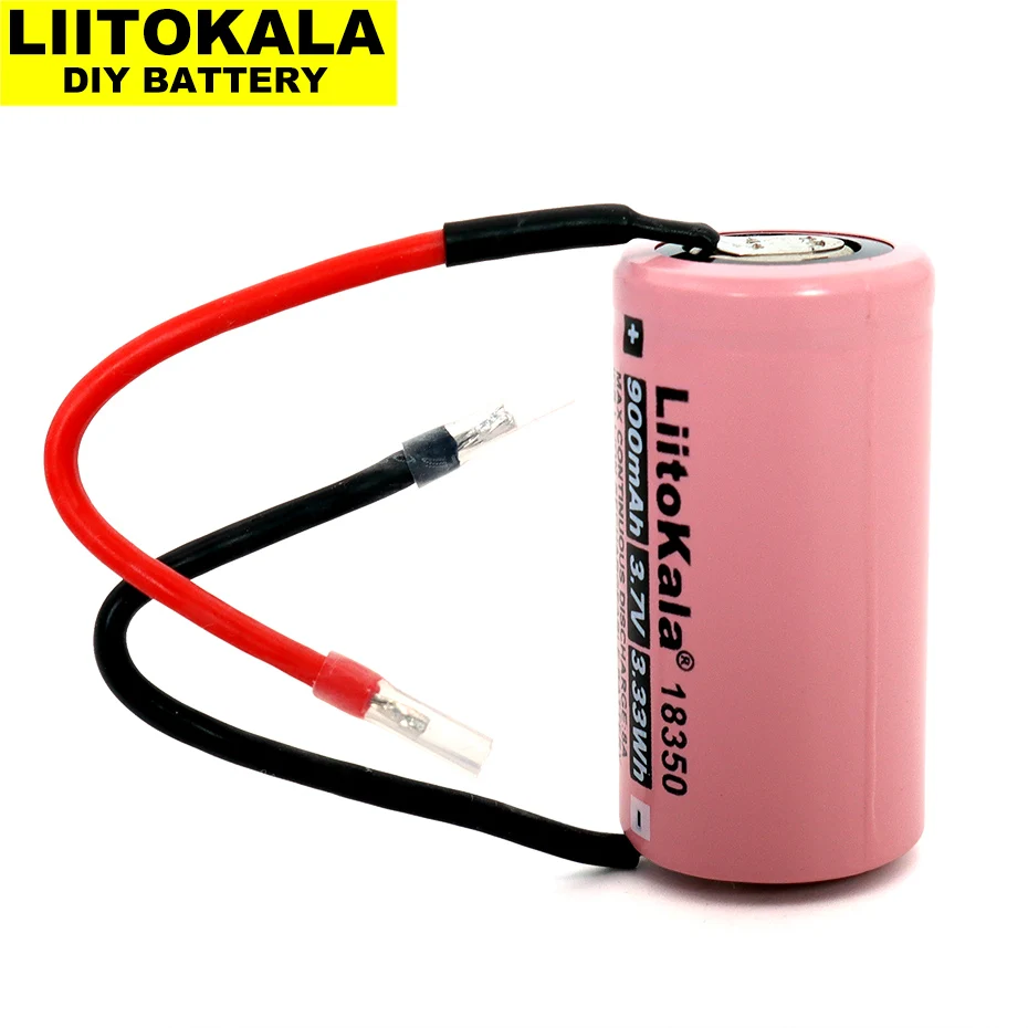 1-20PCS Liitokala 3.7V ICR 18350 900mAh power rechargeable lithium battery Max discharge 4A+DIY