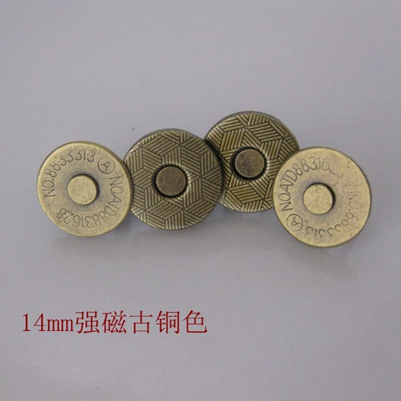 10Sets/lot 14mm Antique Bronze Powerful Magnetic Snaps Bag Purse Clasp Button magnetic clasp Metal Buttons Craft for Purse