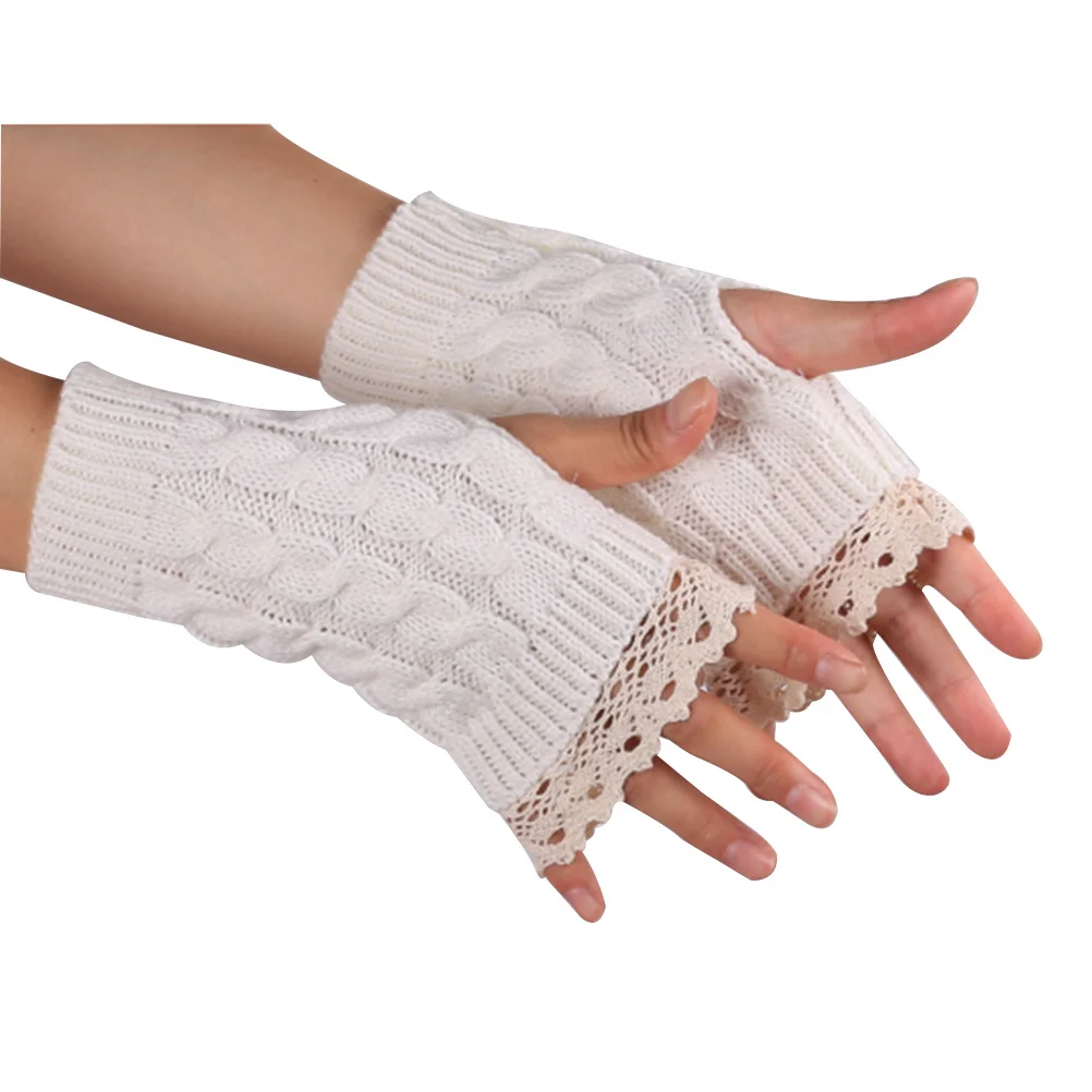 

Women's Winter Warm Knitted Fingerless Gloves Long Arm Warmers with Thumb Hole Wine Red Fingerless Gloves Arm Warmers