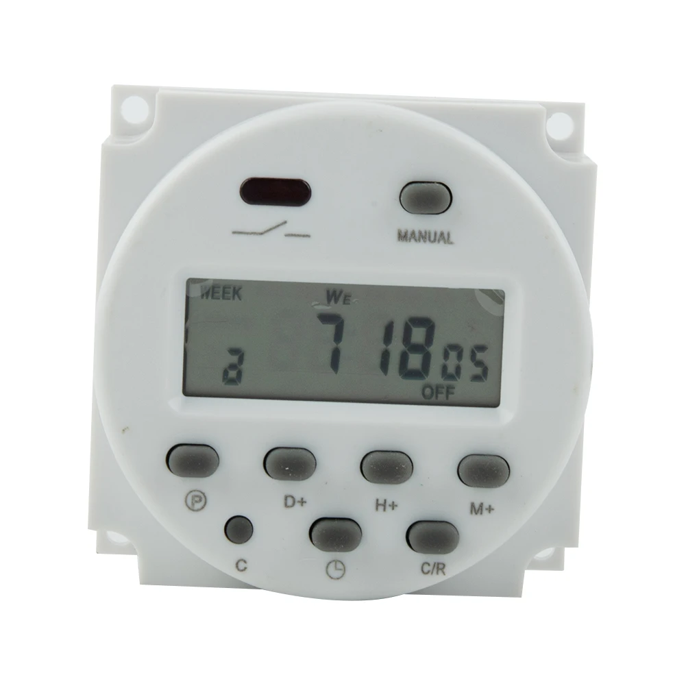 High Accuracy DC/AC 12V 16A Electronic Digital Programmable Timer Switch with 16 On/Off Settings and Manual Override