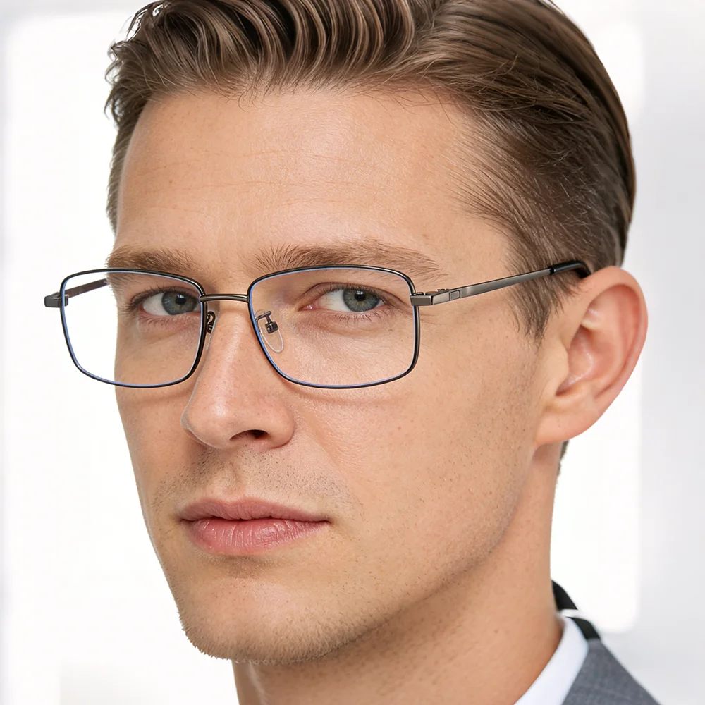 VIVIBEE Rectangle Customsized Prescription Glasses Men Magnetic Clip On Sunglasses Frame Business Myopia Optical Eyewear