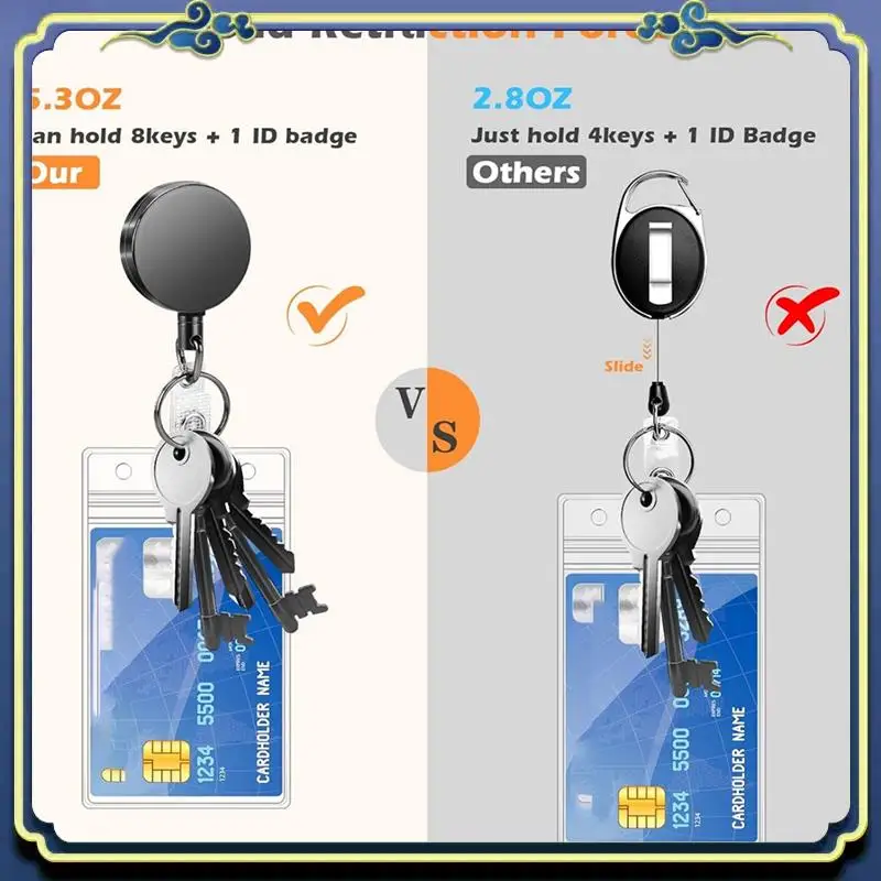

Portable Heavy Duty Retractable Badge Reels Metal Retractable Badge Holder, Black & Silver 2 Pack