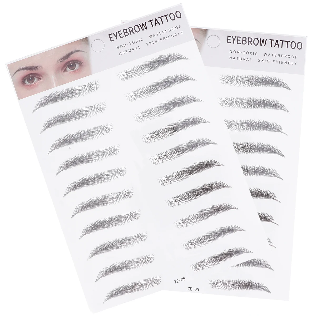 2 قطعة استنسل الحواجب الاصطناعية حواجب واقعية كاملة لا ضرر نوع 5 حواجب تقليد سوداء #6