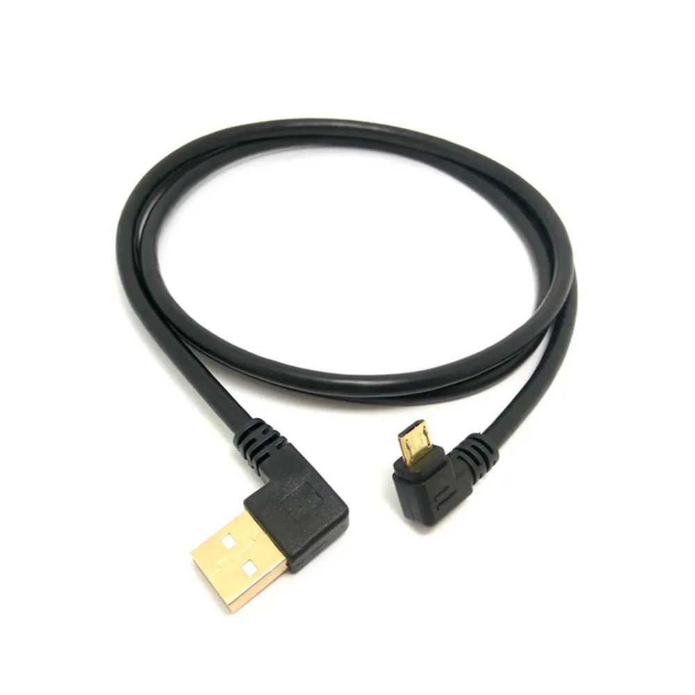 15CM Gold Plated USB 2.0 Charger Cable Right Angle USB Left Corner Male 90 Degree Data Sync Micro Charging Cable Card