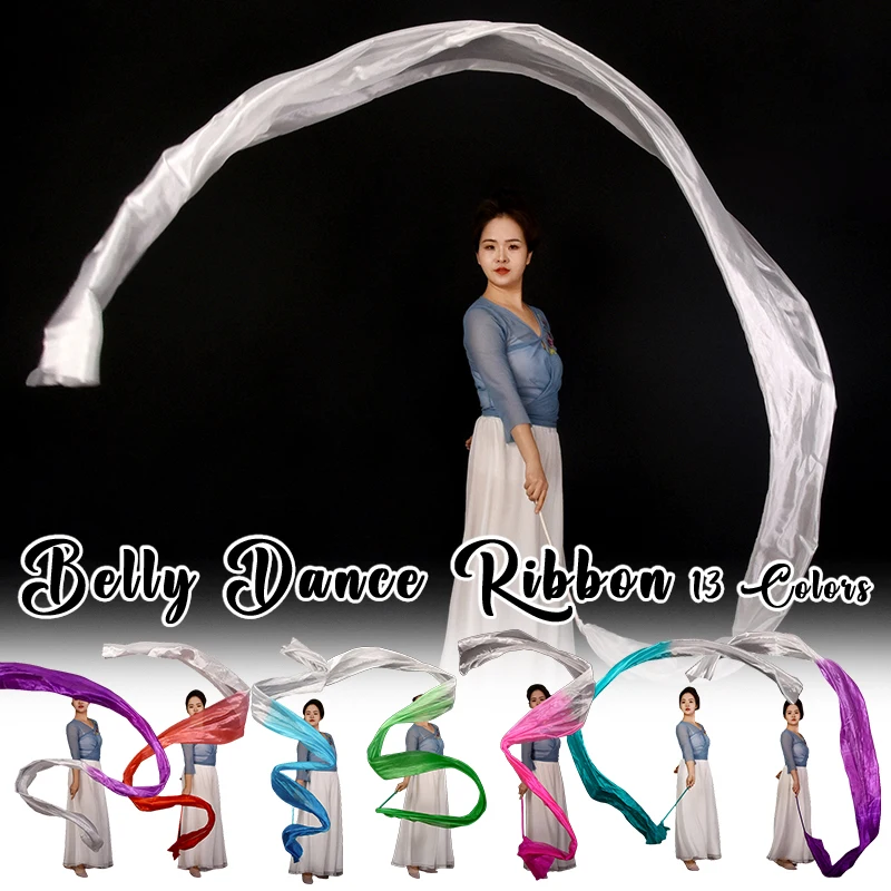 

Belly Dance Streamer with Stick Colorful Silk Imitation Rhythmic Gymnastics Ribbons Artistic Square Dance Swinging Props