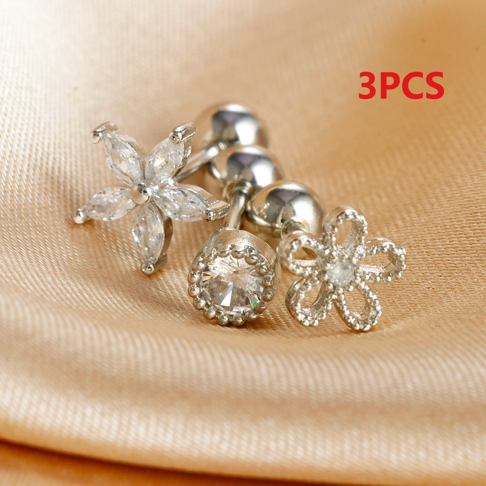 3PC zestaw kolczyków do piercingu chrząstki Tragus ze stali nierdzewnej dla kobiet złoty kolor Helix Tragus kolczyk w kształcie ucha biżuteria — zdjęcie 5