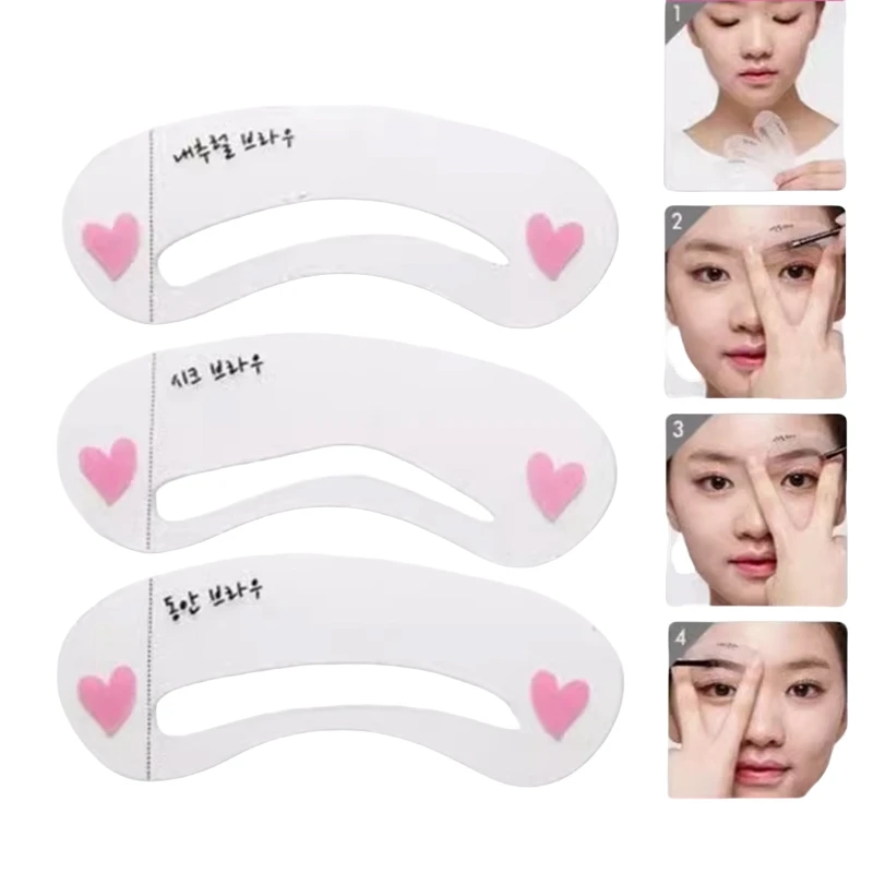 Tijeras recortadoras de cejas portátiles de acero con peine, juego de plantillas para cejas de 6 uds., plantillas de maquillaje de ojos 3d, plantilla para cejas reutilizable