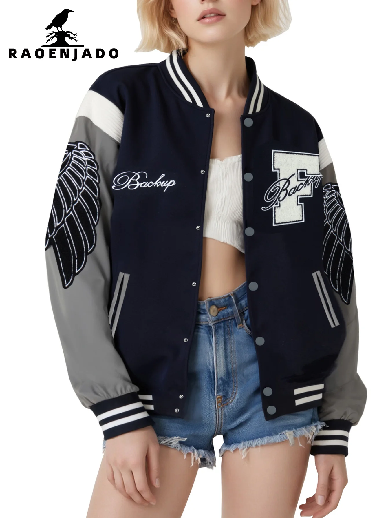 

Women's Spring & Autumn Faux Leather Baseball Jacket Warmth Outerwear Loose Casual Street Style Patchwork Coat Embroidery