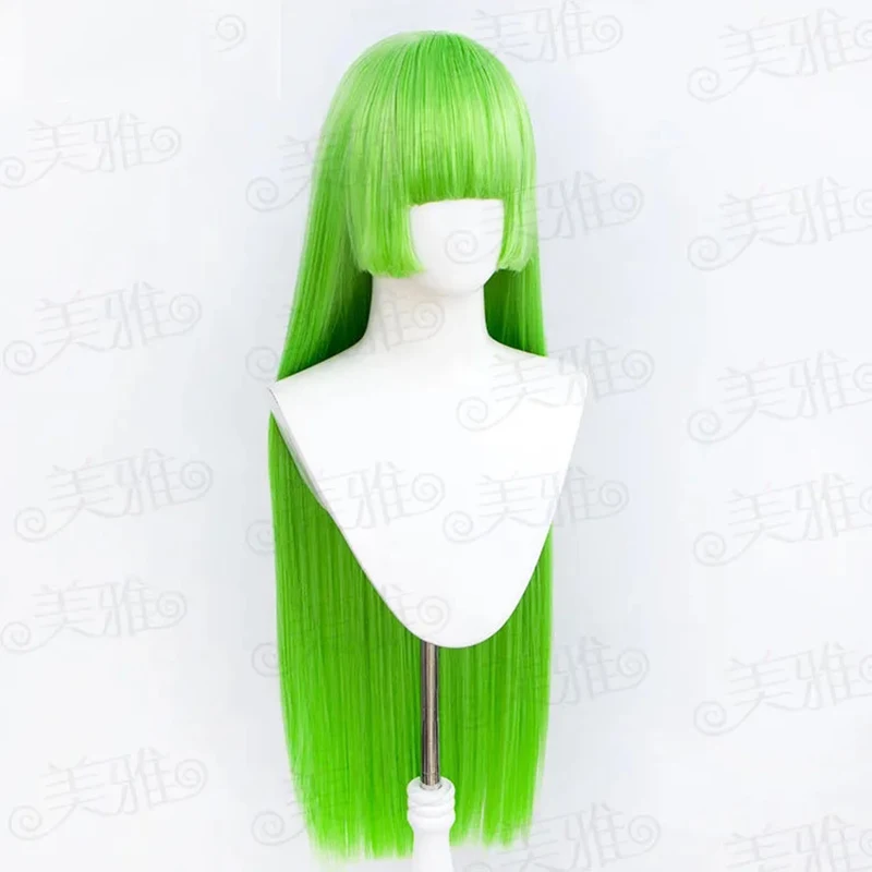 ‌ Anime bem-vindo à escola de demônio valac clara peruca cosplay verde cabelo longo resistente ao calor peruca sintética halloween prop