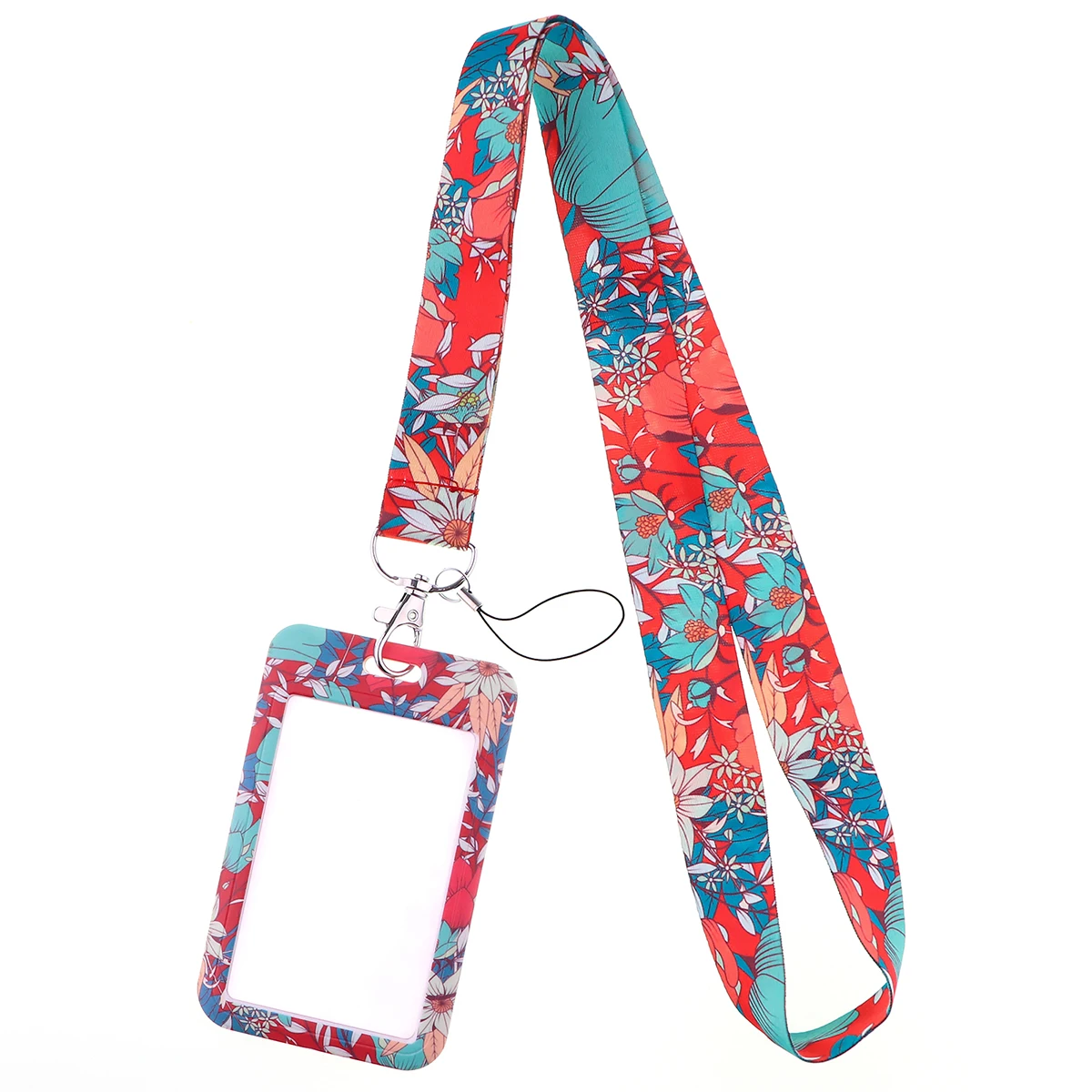 JF1449 Rose Flower Lanyard Cool Print Lanyards Strap Phone Holder Neck Straps Hanging Ropes Fashion Buttons Accessories