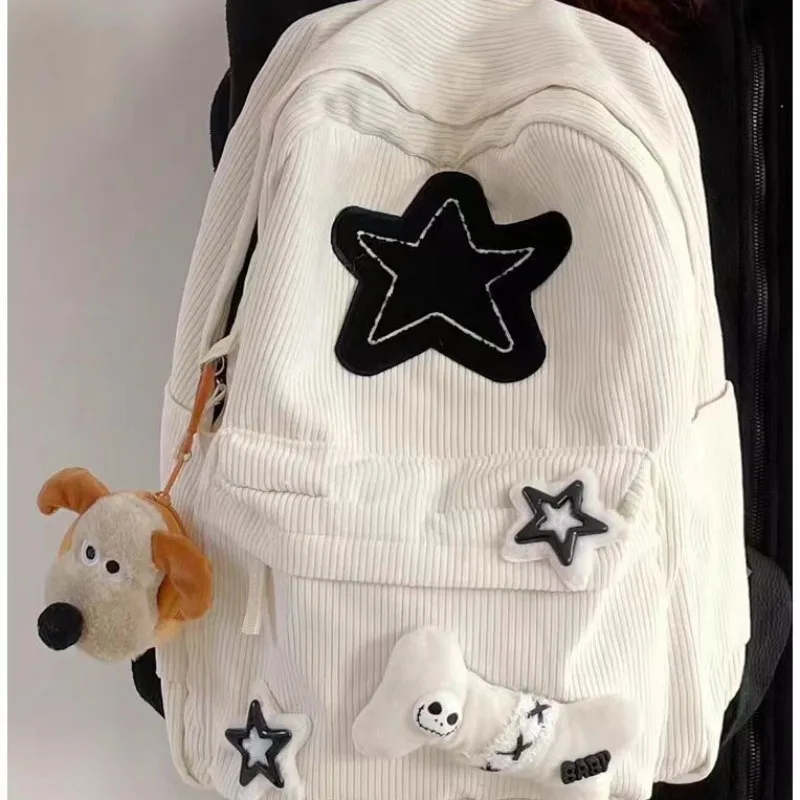 School bag women, japanese ins, cute girl, niche design, large capacity star backpack, college student lightweight backpack