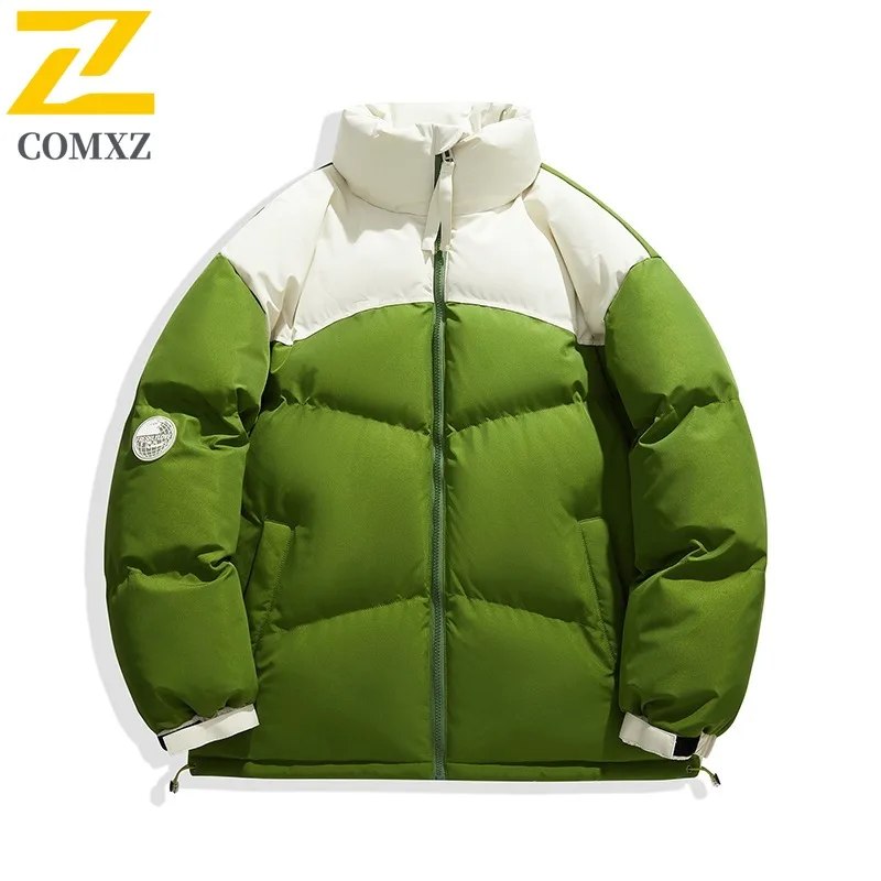 COMXZ 2025 الرجال الوقوف طوق معطف مبطّن قصير سميكة الشتاء سترة منفوخة الشباب موضة التحكم في الأسعار 119 يوان