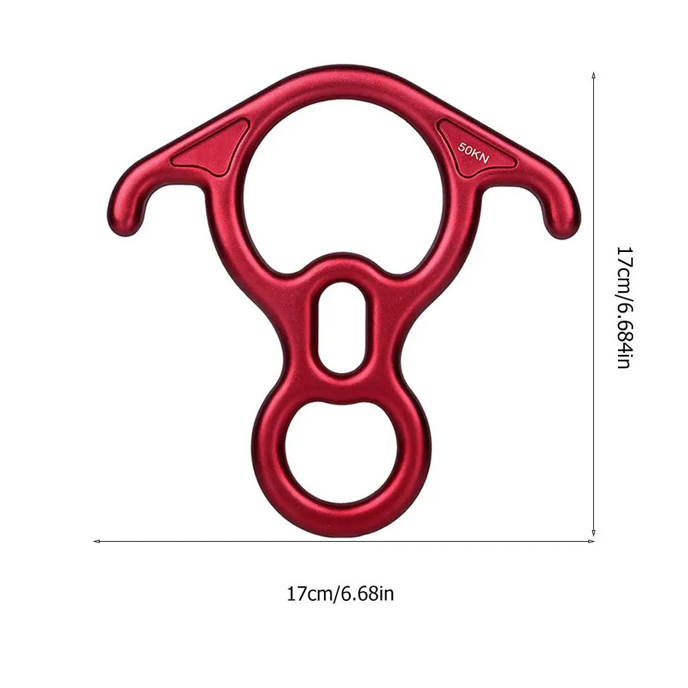 50kn Figure 8 descendeur d'escalade dispositif de rappel en alliage équipement d'urgence rappel contrôle de sécurité descendeur d'escalade rouge