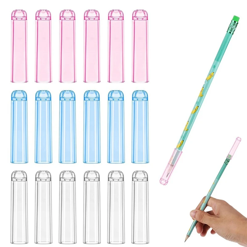 18 Pcs Pencil Tip Protector Cover, Plastic Pencil Caps,Colorful Pencil Toppers For Wooden Pencils Pencil Extender Holder