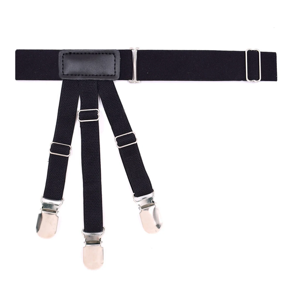 

2pcs Anti-Slip Shirt Garters Adjustable Sock Holders Durable Suspenders Clips Men Black Elastic Tuck Sock Pants Accessory