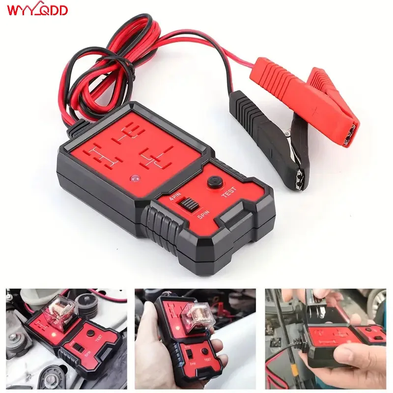 1pc 12V Auto Relay Tester with Battery Clips,Compact & Portable,for 4/5-Pin Relays - Easy-to-Use Automotive Testing Device