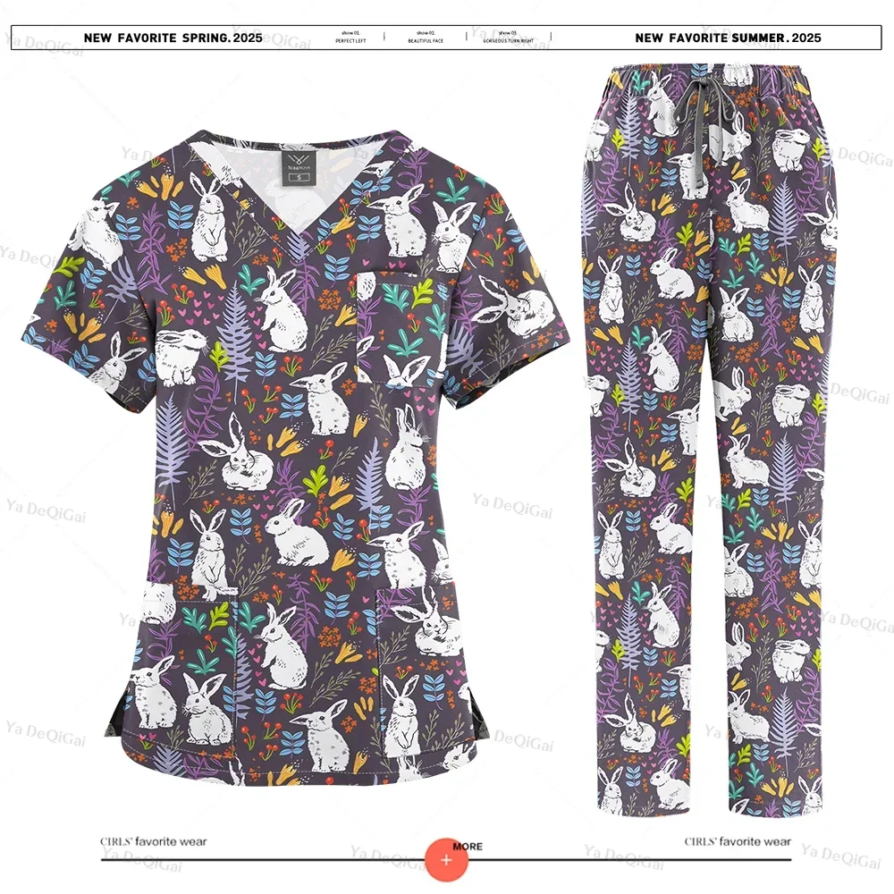 Uniformes d'infirmière papillon colorés, vêtements de travail pour femmes et hommes, haut de gommage médical, pantalon unisexe, uniformes cliniques, vêtements de travail pour SPA de beauté, nouveau