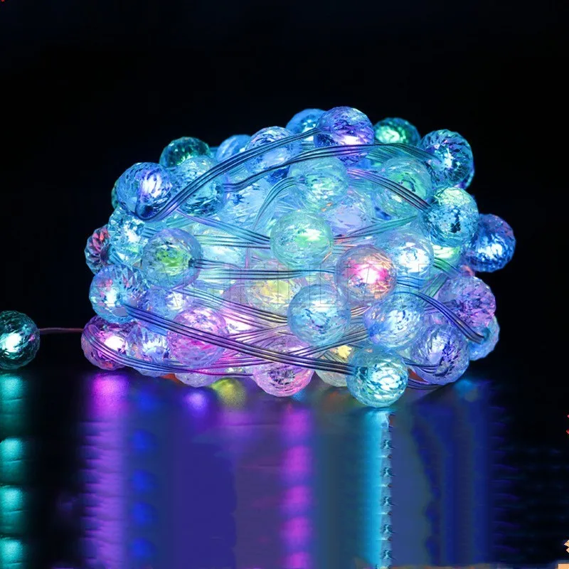 WS2812 5V LED Fantasy Pineapple Ball Light String Leather Thread Light Music Sound Control Outdoor IP67 Colorful Light String