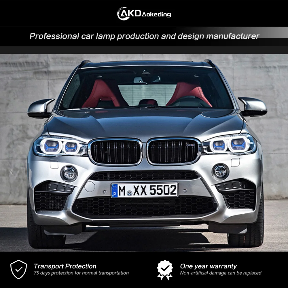 

Налобный фонарь AKD для BMW X5 F15, лампа головного света 2014-2019, фары F15 DRL, сигнал поворота, дальний свет, проектор Angel Eye