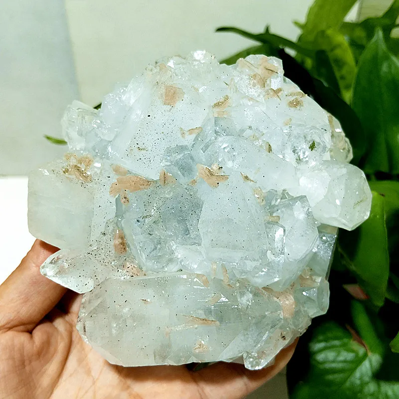 Natural Stone Raw Minerals Apophyllite Shining Crystals Samples and Zeolite Symbiont Feng Shui Crysta Gemstones Room Decoration