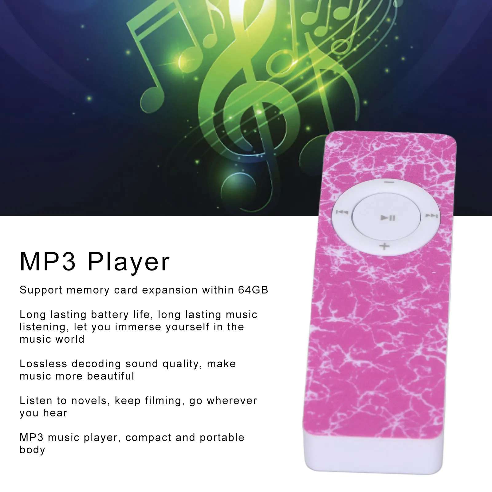 Mini Lettore MP3 Portatile HiFi – Batteria 180mAh, Supporta MicroSD Fino A 64GB, Riprende La Riproduzione