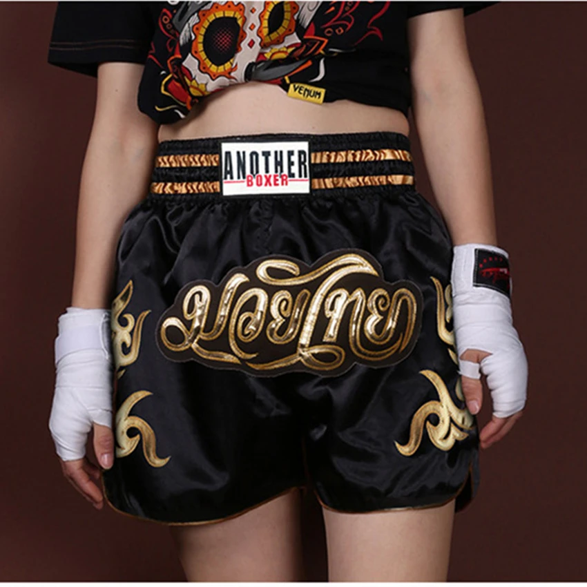 شورت Muay Thai للرجال من ANOTHERBOXER، شورت MMA كيك بوكسينغ سريع الجفاف للنساء والأطفال شورت قتال Thaiboxing الفاخر