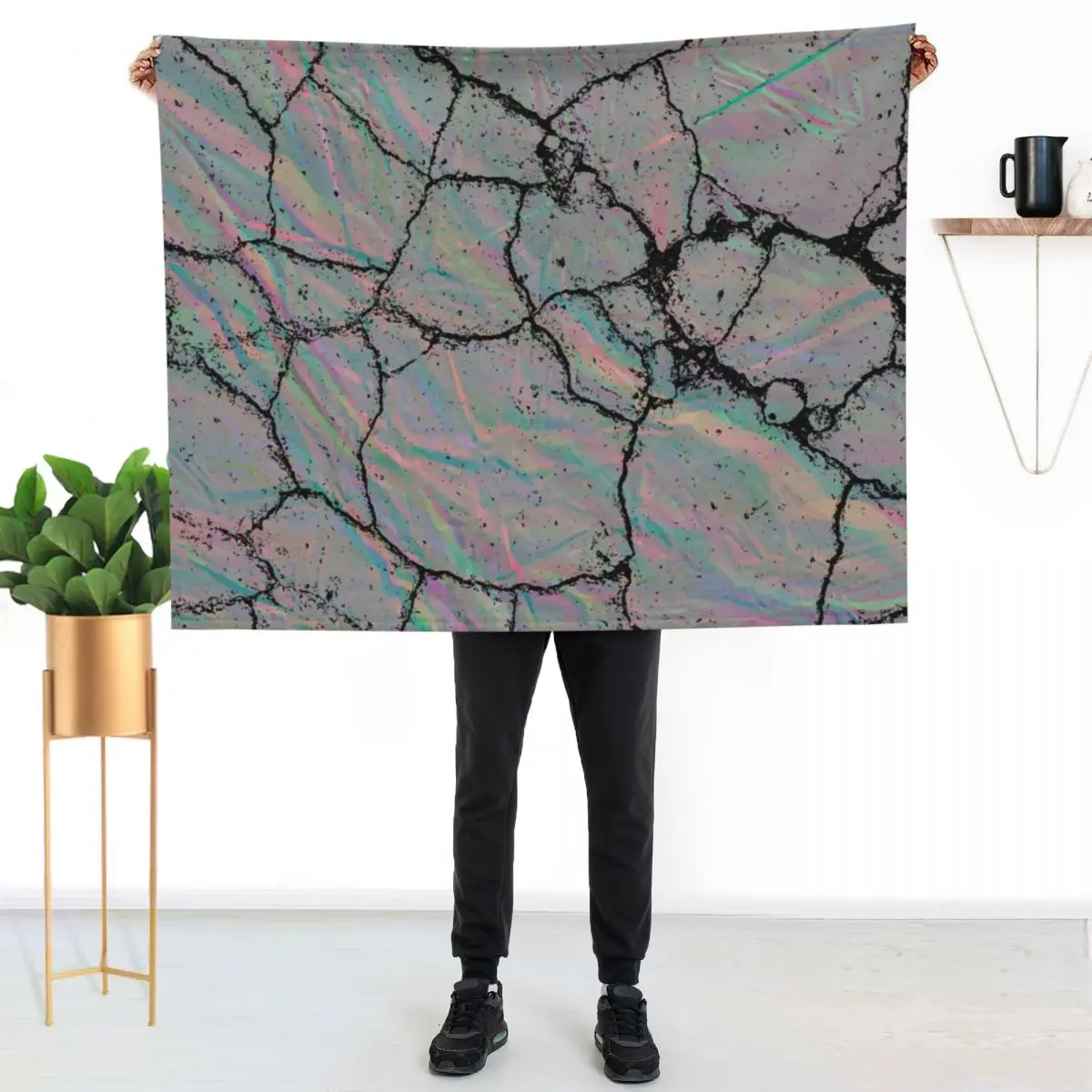 Abstract rocks Rainbow design Throw Blanket For Baby christmas gifts Flannel Fabric Plush heavy to sleep bed plaid Blankets