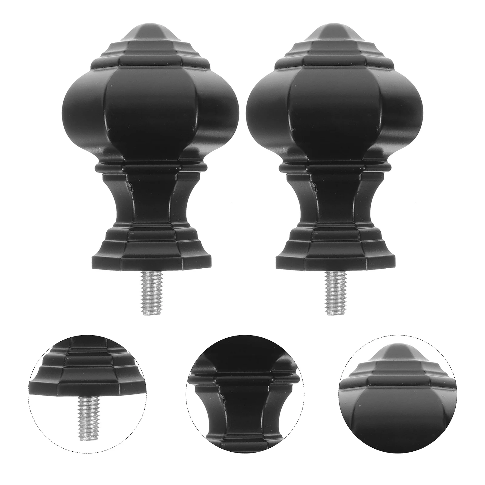 2 Pcs Curtain Rod Roman Decorative Head Accessories Plug 2pcs (9/16 Inch Lighthouse Type) Finial Finials for Rods