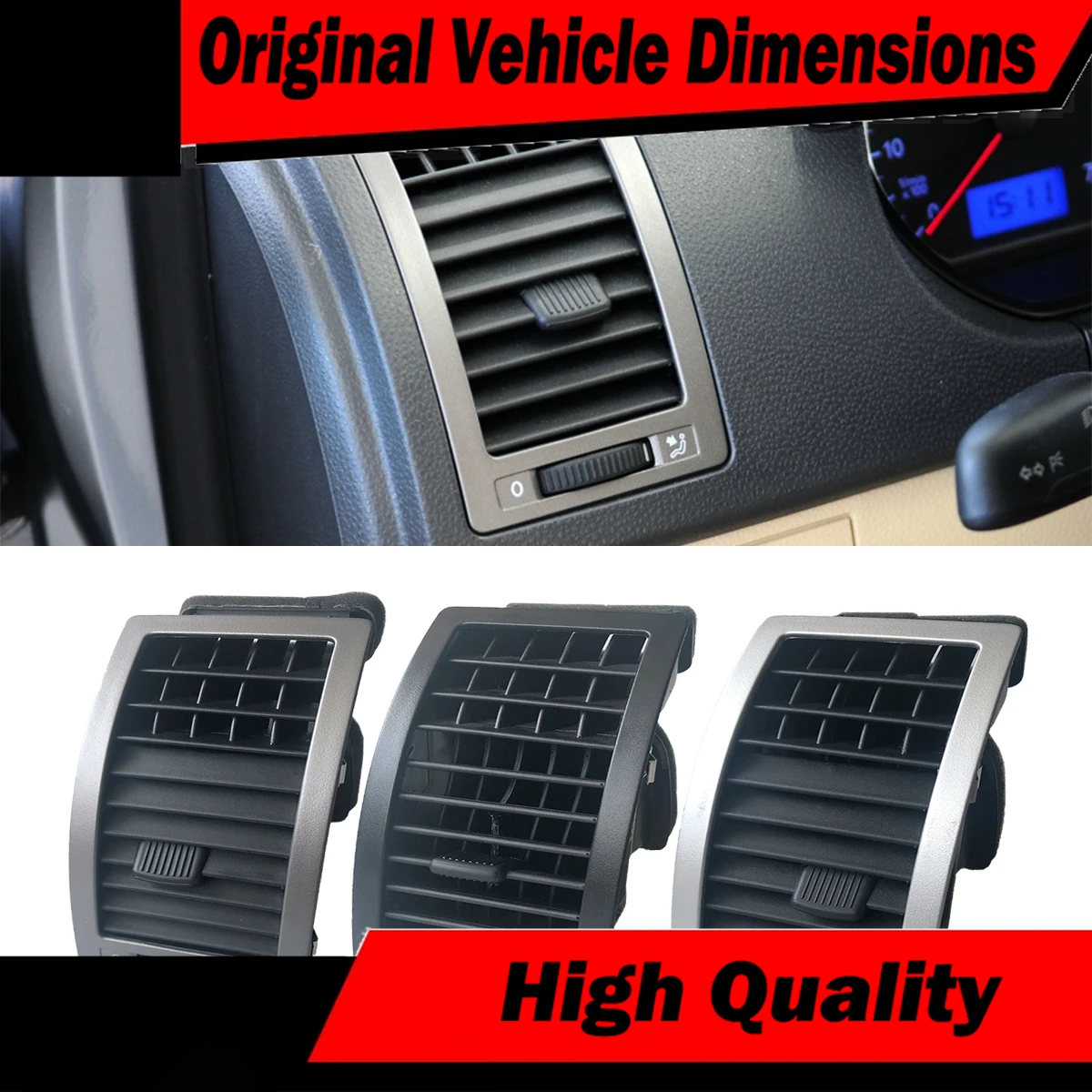New Car Dash Left Driver Side Black Silver AC Air Outlet Vent For VW Polo 4 9N GTI MK4 Vento 2003-2009 6Q0819703