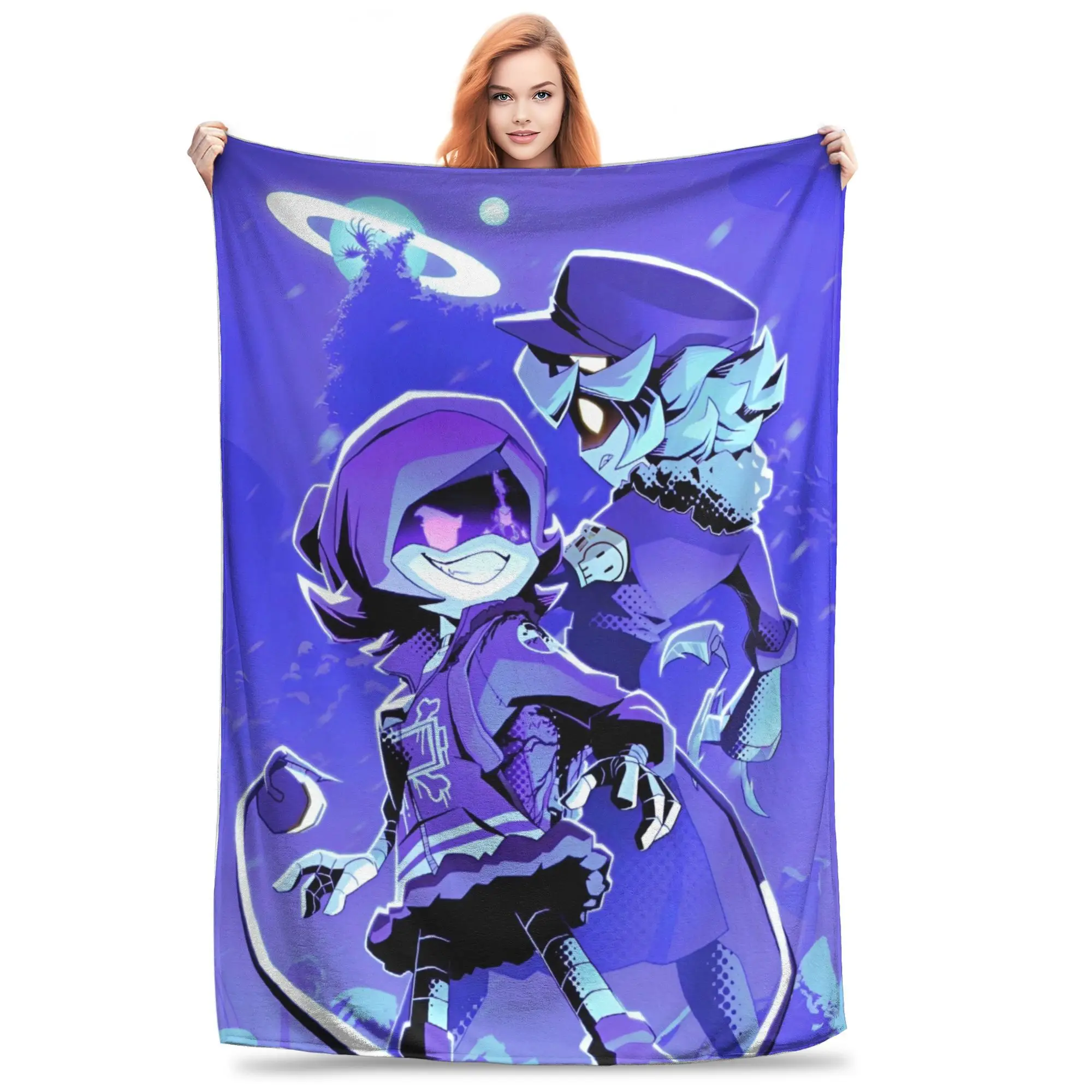 

Murder Drones Fleece Throw Blanket Romance Comedy Blankets for Home Bedroom Lightweight Bedding Throws