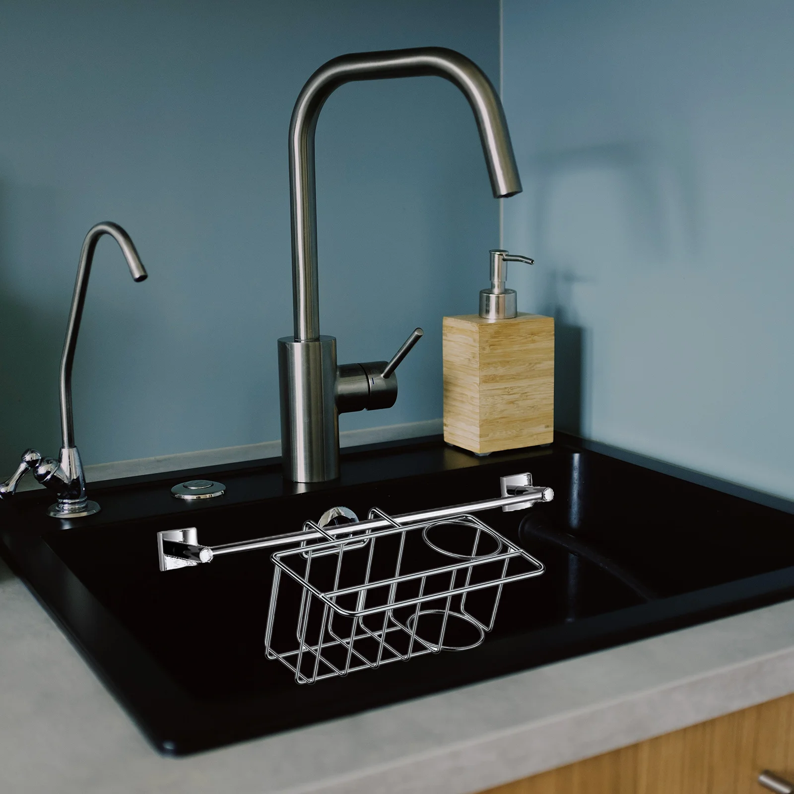 

Stainless Steel Storage Basket Kitchen Organizer Hanging Rack Drainage Trough Sink Stand Multi Functional Storage Solution