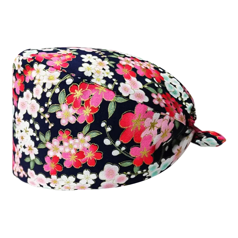 Fashion Print Care Frosted surgical Hat Chef Dentist Hygiene Work Accessories Soft breathable wicks fabric Long hair  tools