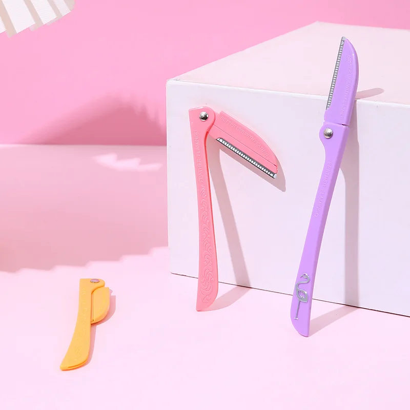 ‌ 여성용 3피스 접이식 눈썹 트리머 - 초보자 친화적인 안티 스크래치 얼굴 면도기 및 메이크업 그루밍 도구