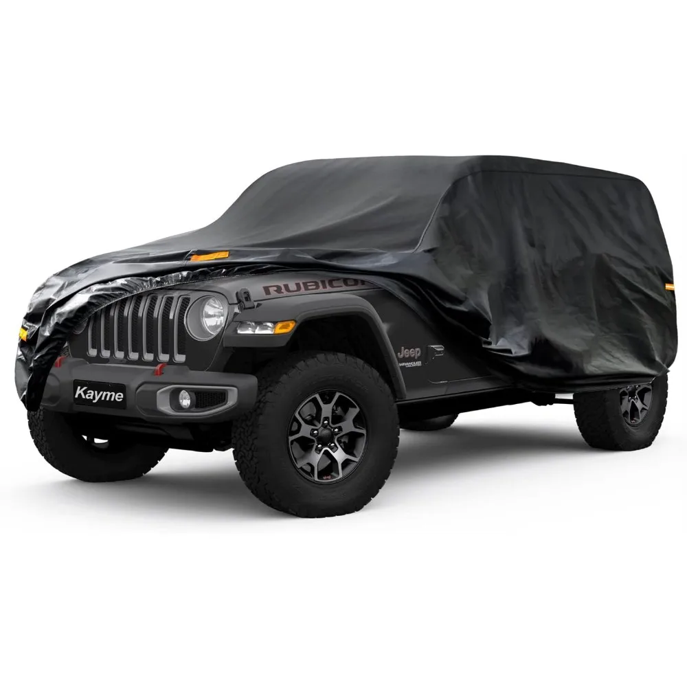 Custom Fit Car Cover for Jeep Wrangler 4 Door JK JL, Waterproof and All-Weather Protection