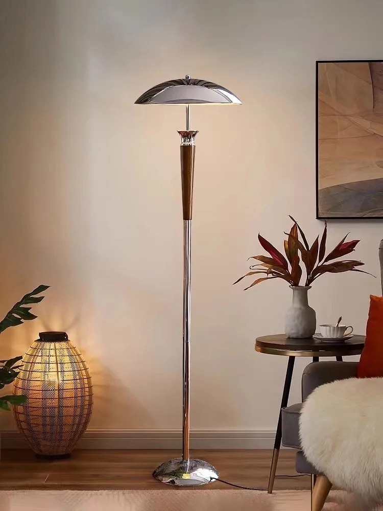 Candeeiro de pé Bauhaus de meados do século com estilo Wabi-Sabi japonês para quarto, estudo e casa de família - Candeeiro de pé com pires de madeira maciça