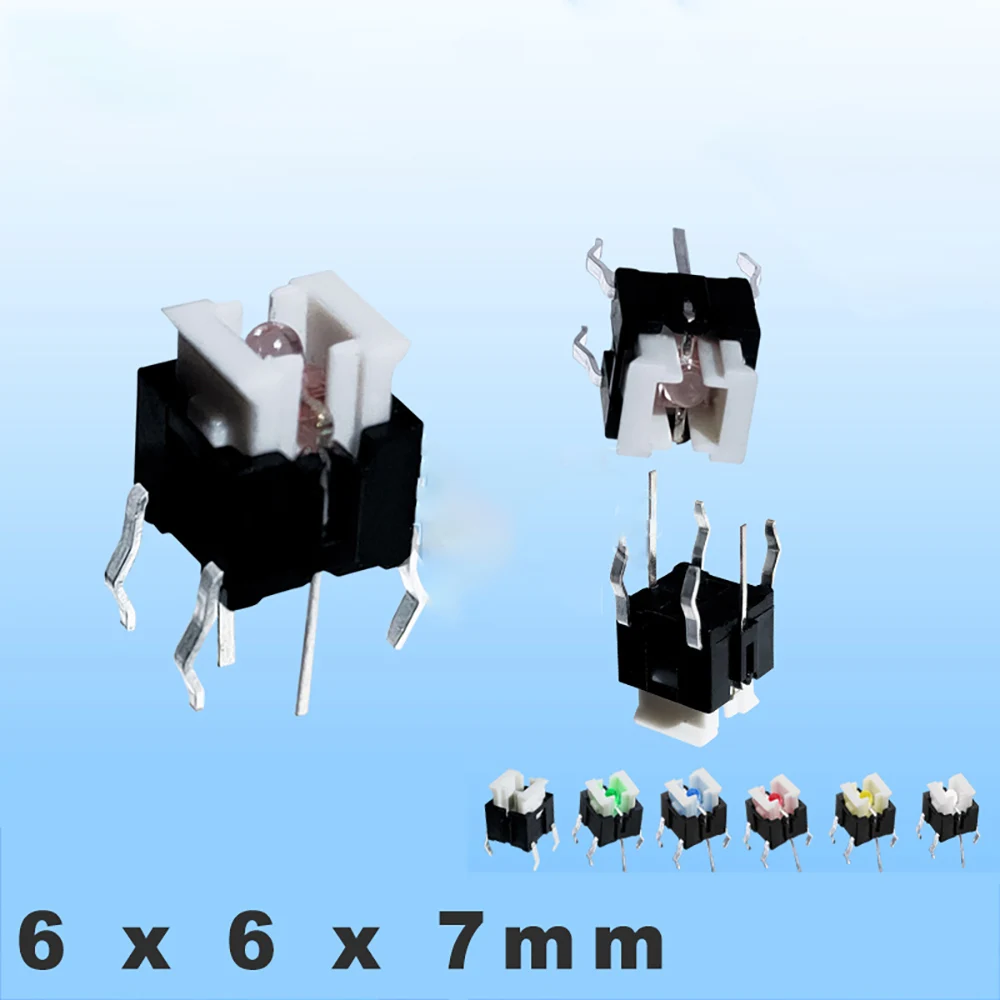 LED Illuminated Switch Momentary Push Button Tactile SPST Micro PCB 6 x 6 x 7mm