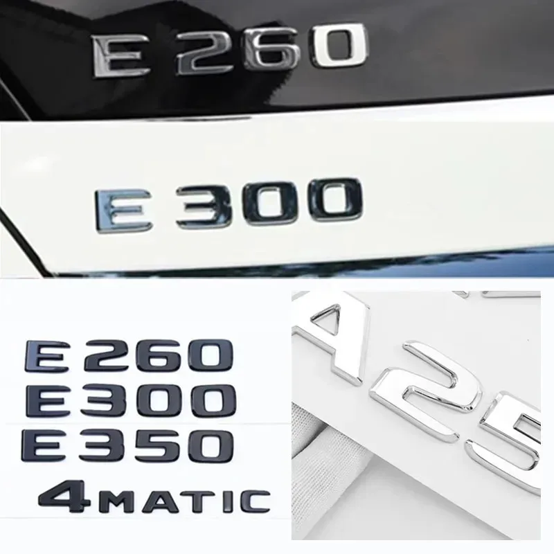 3D Abs Chrome Car Trunk Badge Decal Sticker Emblem E200 E260 E300 E320 Logo for Mercedes E 200 260 300 320 W212 W213 W211