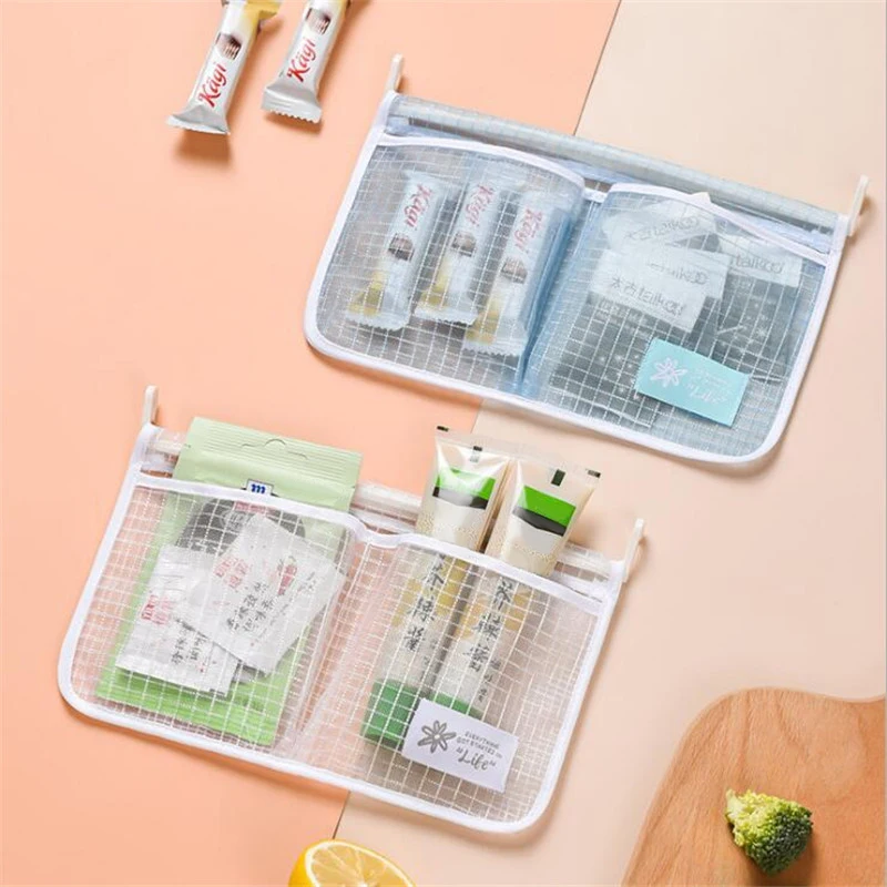 Double Compartment Mesh Bag Sundries Classification Refrigerator Hanging Bag Milti-purpose Seasoning Bag Storage Bag Organizer