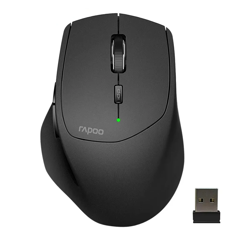 RAPOO MT550 Multi-mode Wireless Mouse Connect Up to 4 Devices 1600 DPI Ergonomic Bluetooth Mouse 12 Month Long Battery