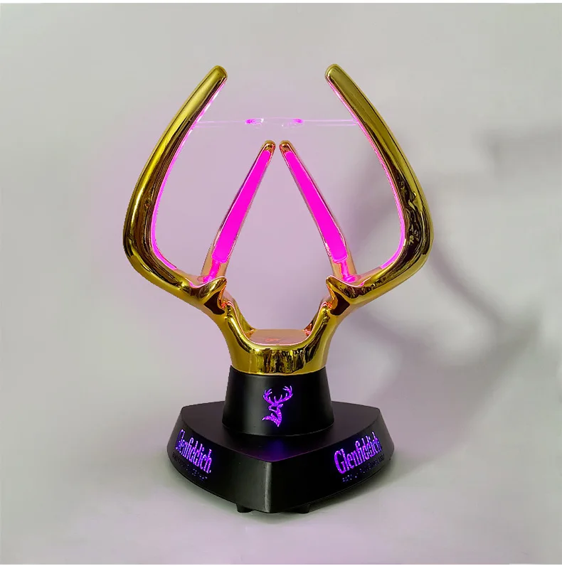

new LED Customizable logo Colorful Light Whiskey Liquor Tequila Gold Antlers Wine Rack Bar Glow Champagne Spades wine holder