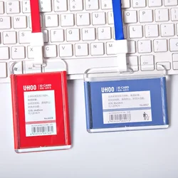 Transparent Card Sleeve with Lanyard Employee Badge Holder Id Credit Card Holder Case Student Bus Card Holder Office Accessories