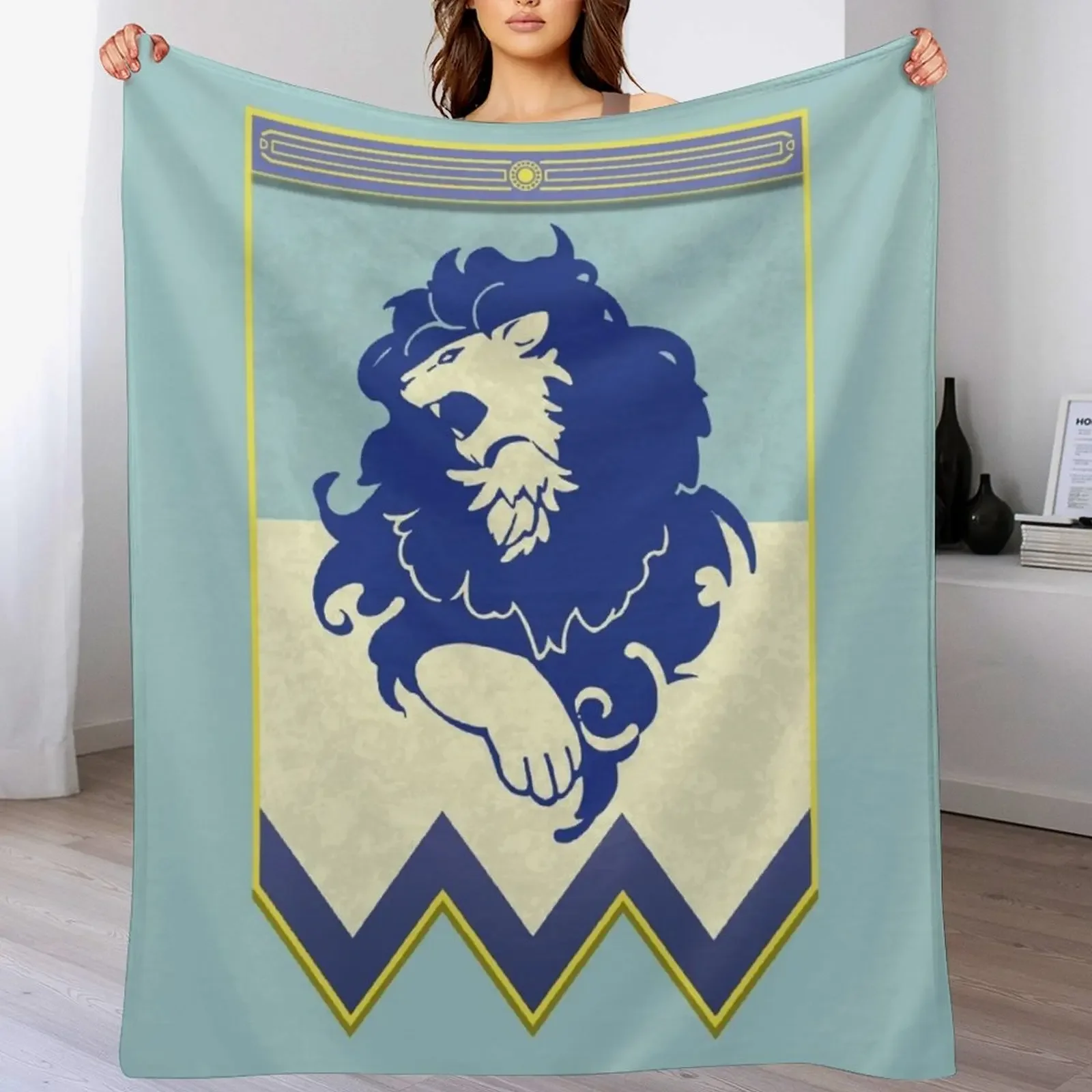 

Fire Emblem 3 Houses: Blue Lions Banner Throw Blanket Shaggy Summer Nap Heavy Blankets
