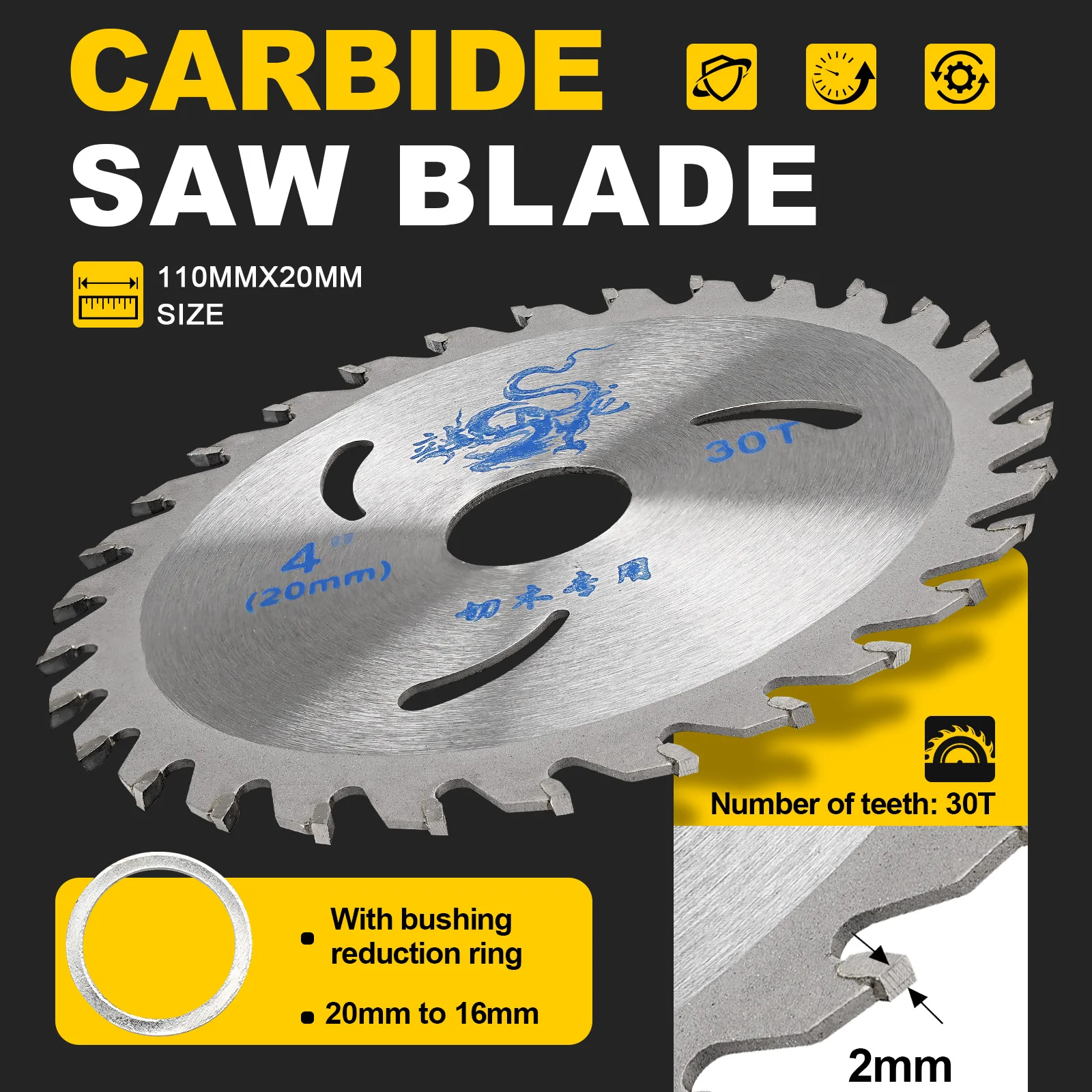 4 Inch TCT Circular Saw Blade Carbide Tipped Wood Cutting Disc for Angle Grinder 30/40T Wood Cutter