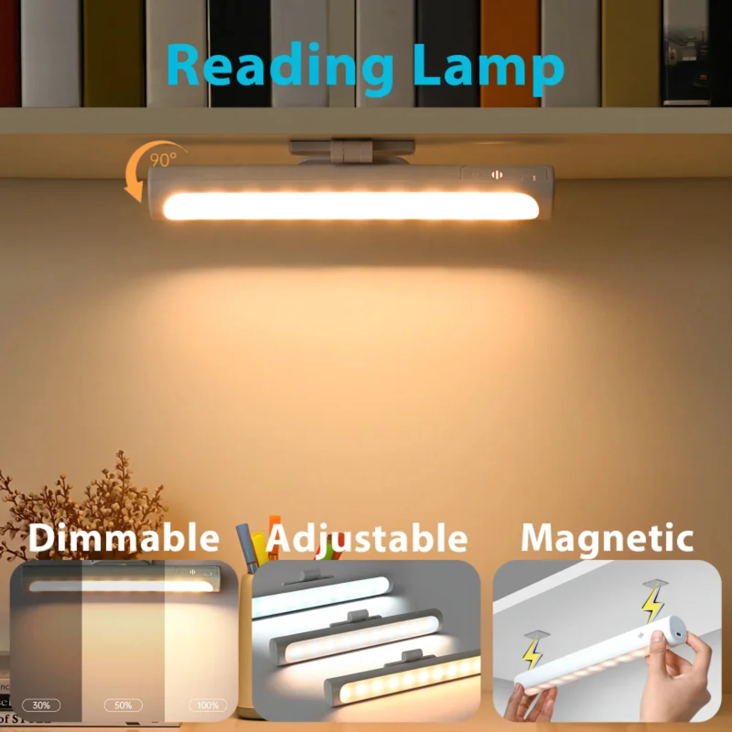 Desk Lamp Hanging  Table Lamp Led USB Type-c Rechargeable Stepless Dimming Bedroom Cabinet Closet Wardrobe Night Light