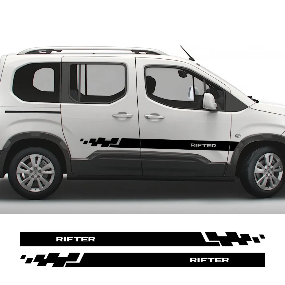 

2PCS Car Side Door Stickers For Peugeot Rifter Accessories Camper Van GT Long Line Letter Graphics Exterior Tuning Vinyl Decals
